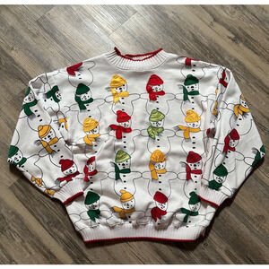 Vtg Snowman All Over Print Sweatshirt Hasting & Smith Christmas Party Medium